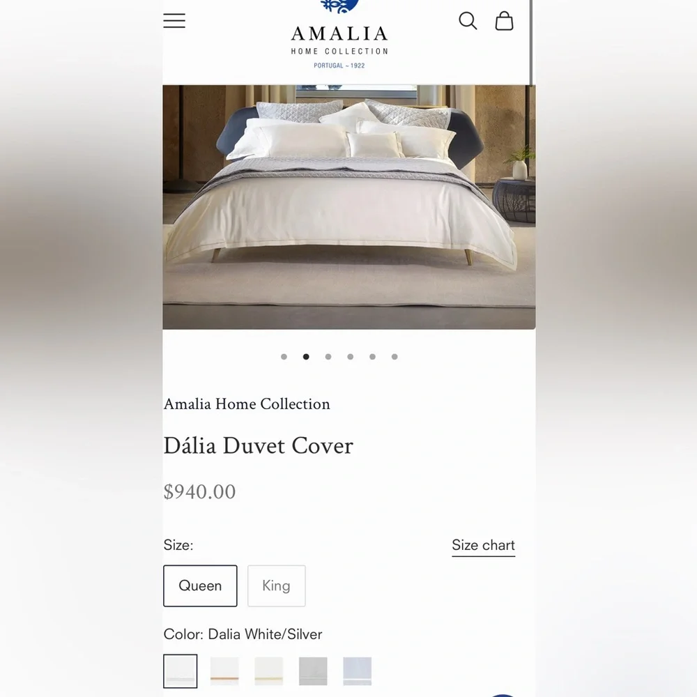 Amalia Home Collection Dalila Queen Duvet Cover in White and Silver